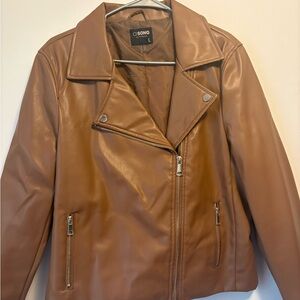 Ci Sono Faux Leather Moto Jacket - Camel Brown